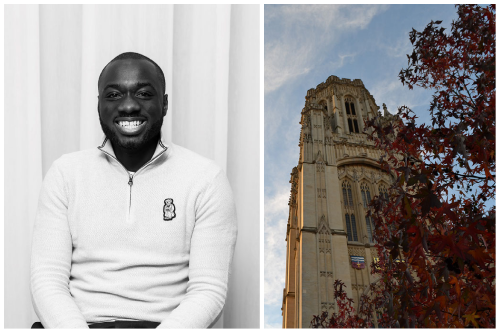 School of Economics student and one of the inaugural scholars David Afikuyomi and the Wills Memorial Building